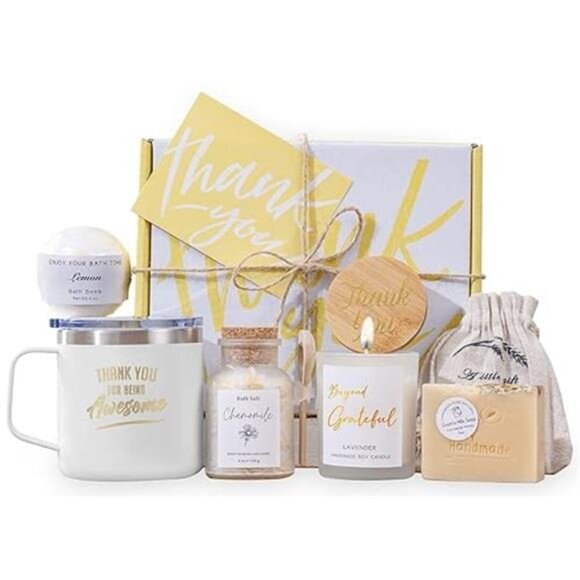 Thank You Gift Box – 7-Piece Appreciation Set with Tumbler, Candle & Bath Essent - Picture 8 of 8